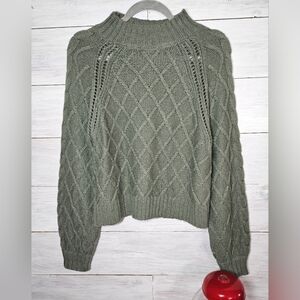 AMERICAN EAGLE OUTFITTERS Sweater Size Medium Green Cropped Pullover